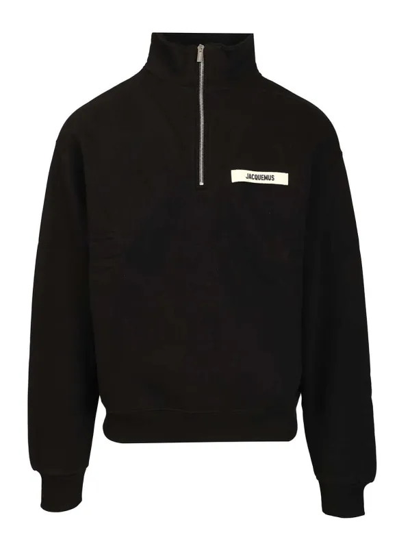 Half-Zip Cotton Sweatshirt Sweatshirts Black sold by Wanan Luxury