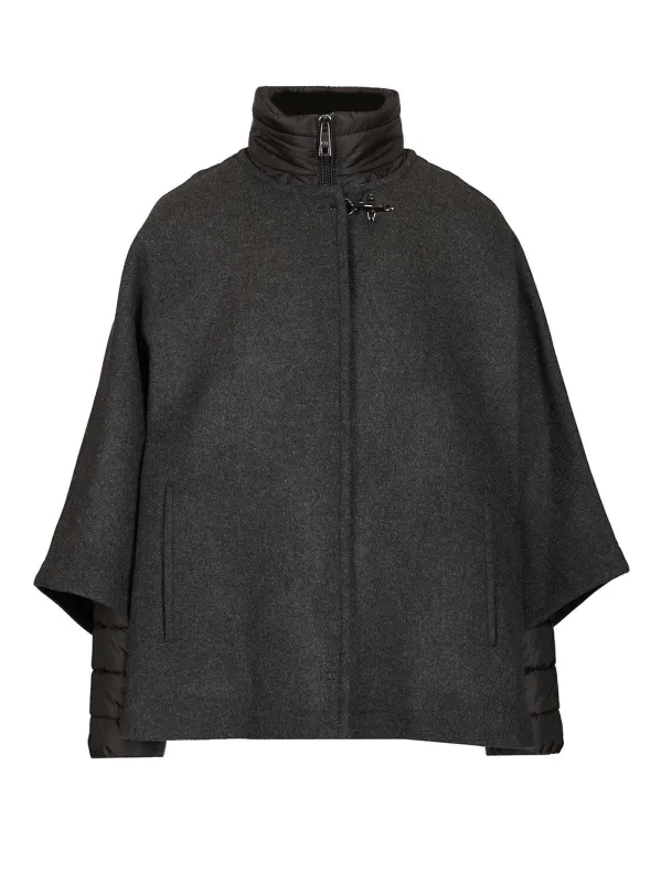 Double Cap With Quilted Details Coats Grey made by Fay