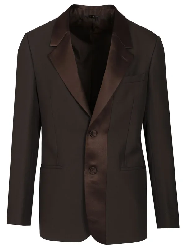 Brown Wool Crepe Blazer Jackets Brown sold by Wanan Luxury