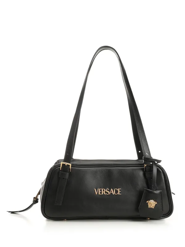 Versace Tag Bowling Bag In Nappa Leather Shoulder Bags Black sold by Wanan Luxury