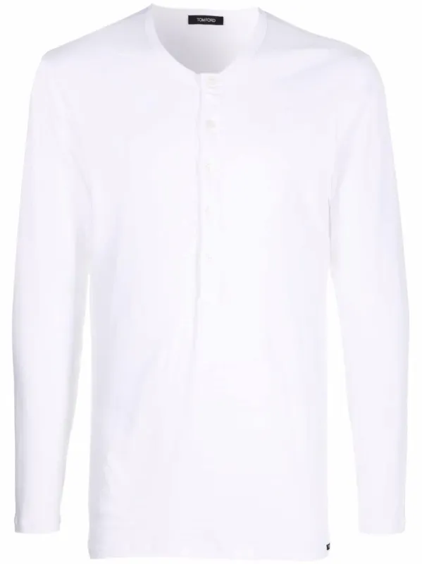 Henley-Neck Long-Sleeved Jersey T-Shirt made by Tom Ford