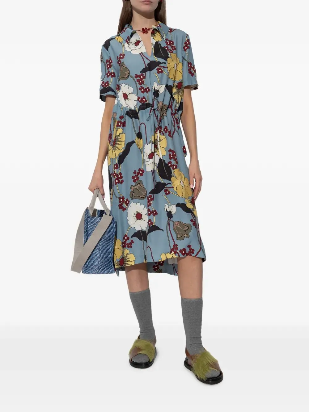 Floral-Print V-Neck Midi Dress sold by Wanan Luxury product image thumbnail 2