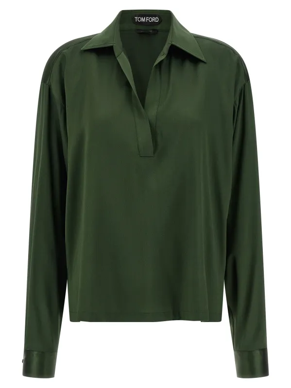 Silk Shirt Polo Green sold by Wanan Luxury