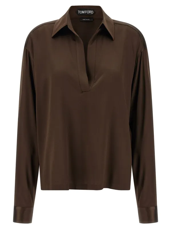 Silk Shirt Polo Brown sold by Wanan Luxury