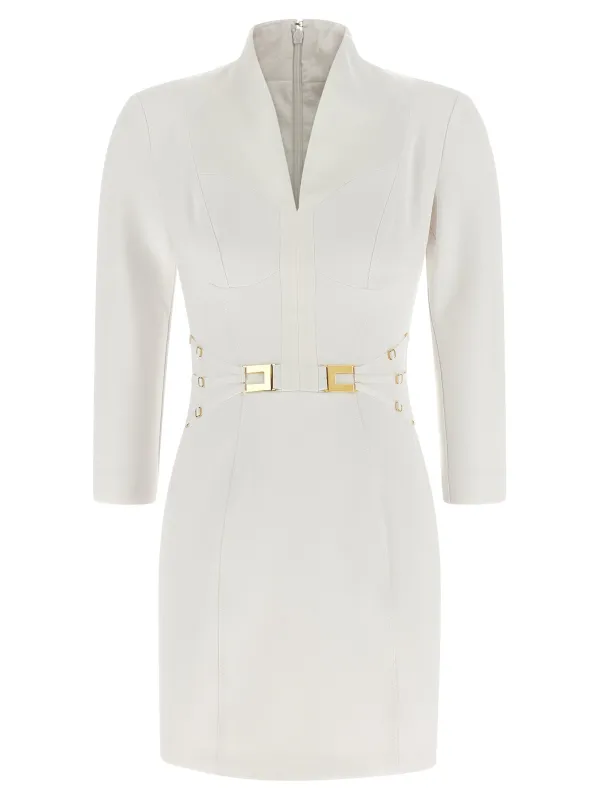 Logo Dress With Elastic Bands Dresses White made by Elisabetta Franchi