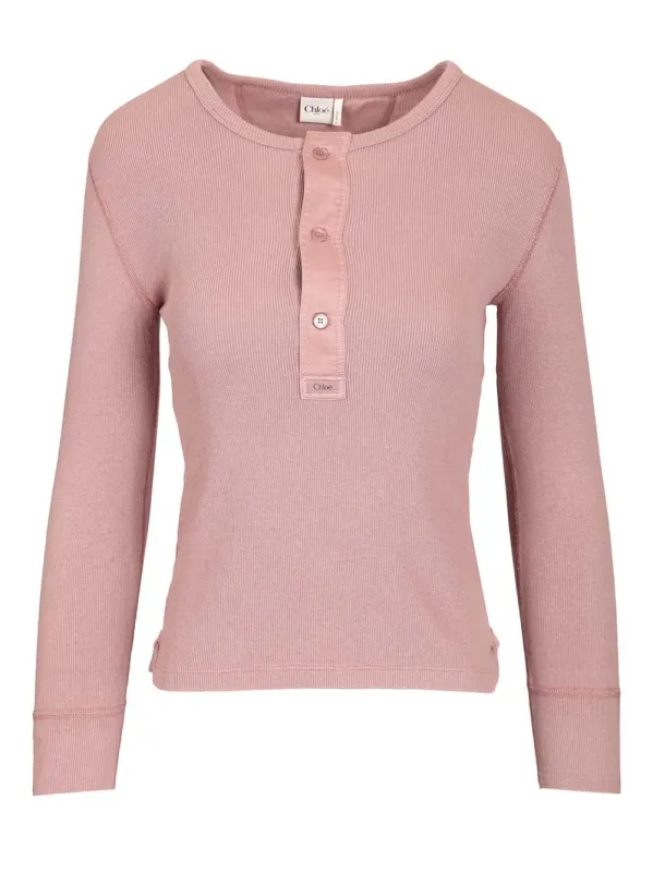 Cotton Henley Shirt Tops Rose sold by Wanan Luxury