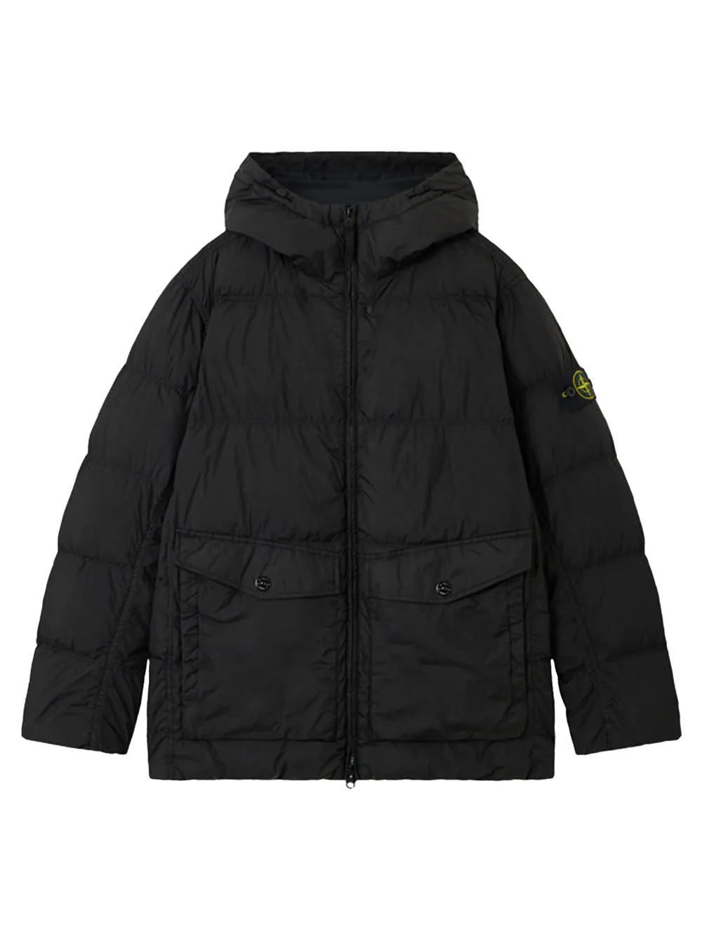 Crinkle Hooded Down Jacket In Recycled Nylon Rep sold by Wanan Luxury