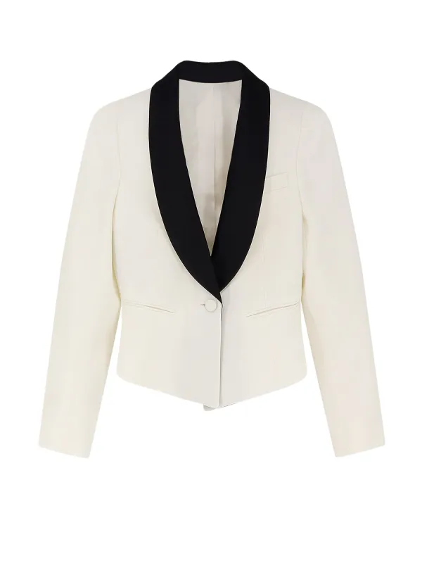 Wool Blazer With Satin Lapel sold by Wanan Luxury