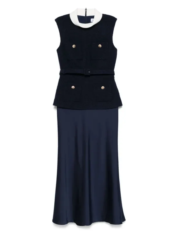 Navy Boucle Sleeveless Midi Dress sold by Wanan Luxury