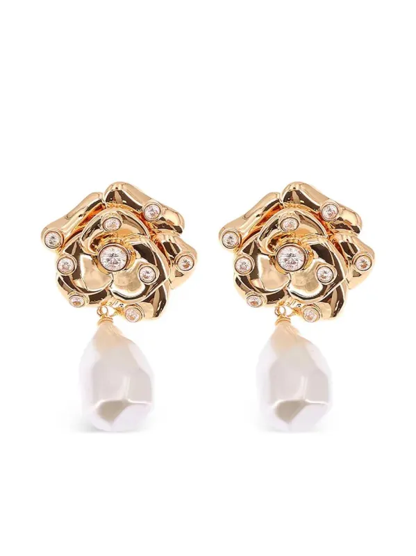Flower Pearl Drop Earrings sold by Wanan Luxury
