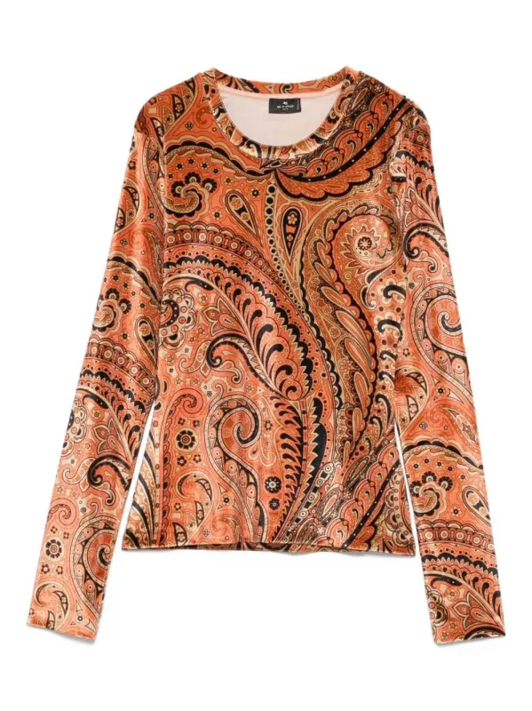 Paisley Print Velvet Top sold by Wanan Luxury