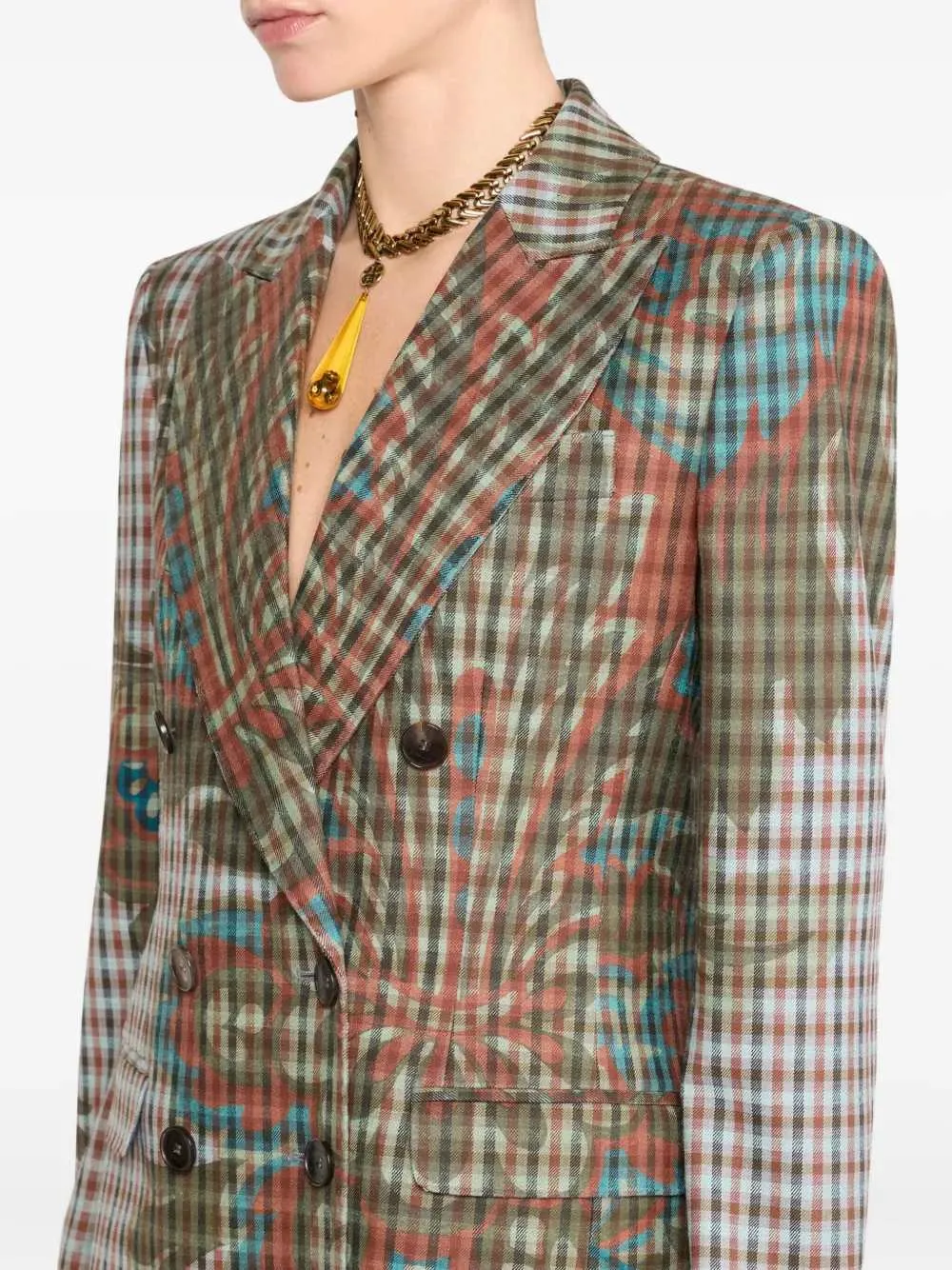 Checkered Blazer With Floral Print sold by Wanan Luxury product image thumbnail 4
