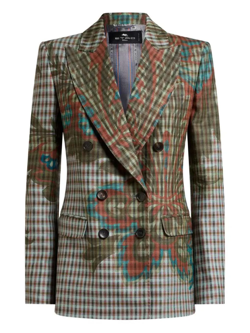 Checkered Blazer With Floral Print sold by Wanan Luxury