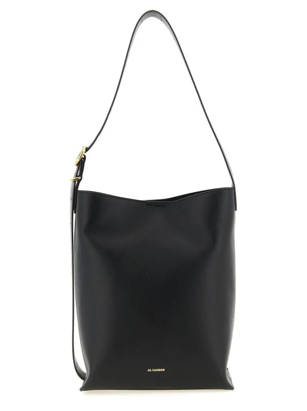 Cannolo Tote Shoulder Bags Black made by Jil Sander