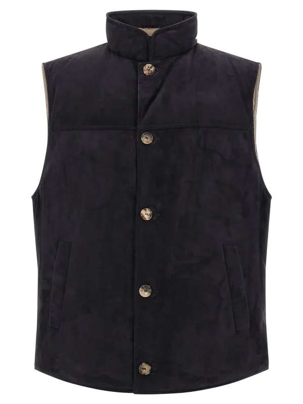 Suede Vest Gilet Blue sold by Wanan Luxury