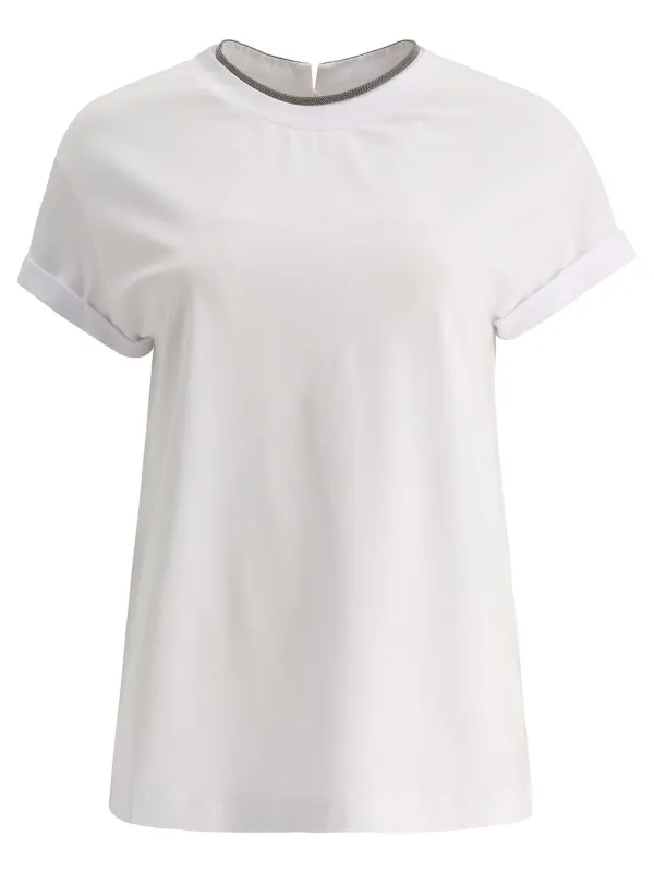 Cotton Jersey T-Shirt With Precious Faux Layering T-Shirts White sold by Wanan Luxury
