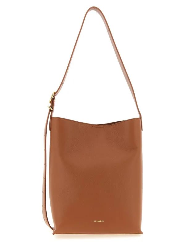 Cannolo Tote Shoulder Bags Brown made by Jil Sander