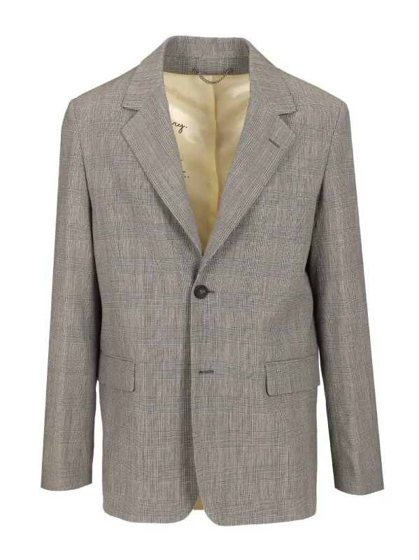 Prince Of Wales Wool Jacket Jackets Grey sold by Wanan Luxury