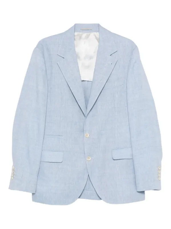 Linen And Virgin Wool Chevron Deconstructed Jacket made by Brunello Cucinelli