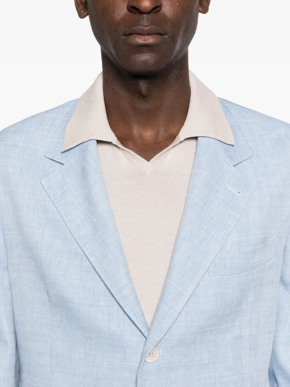 Linen And Virgin Wool Chevron Deconstructed Jacket sold by Wanan Luxury product image thumbnail 5