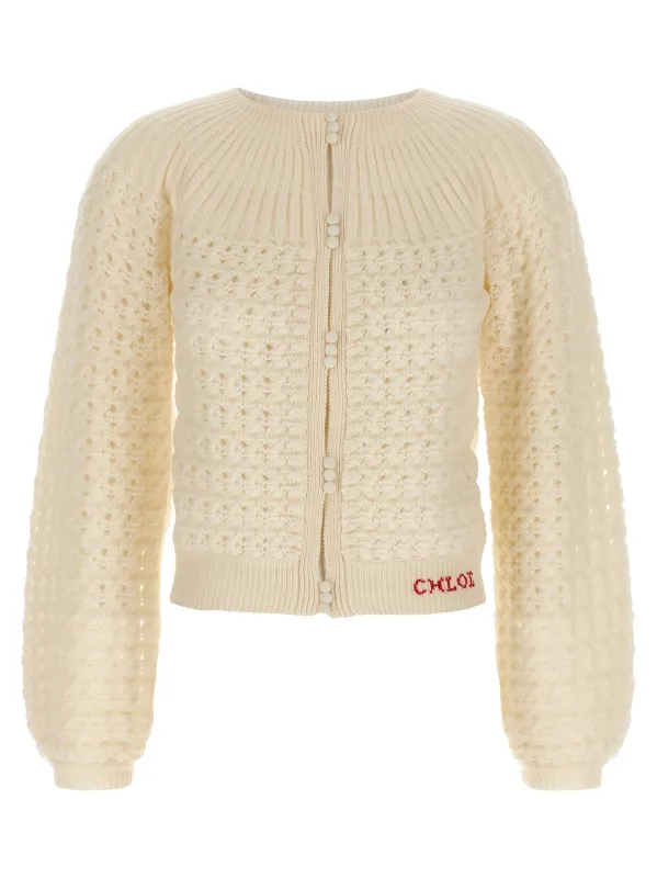 Jacquard Logo Cardigan Sweaters And Cardigans White sold by Wanan Luxury