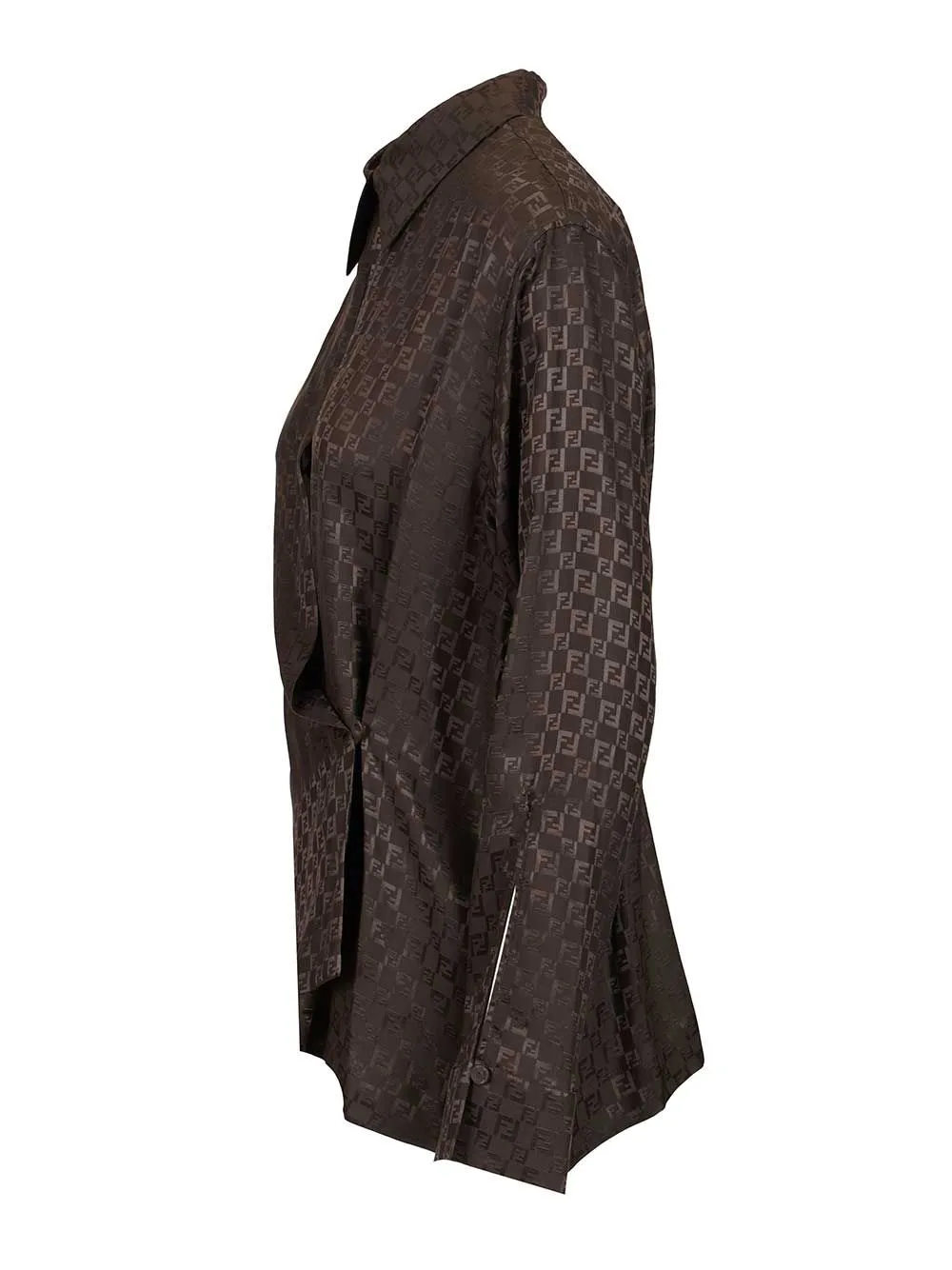 Ff Jacquard Silk Shirt Tops Brown sold by Wanan Luxury product image thumbnail 3