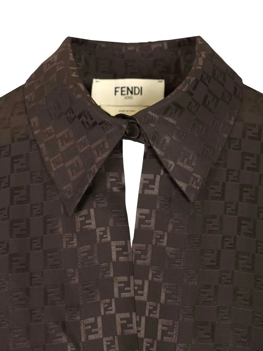 Ff Jacquard Silk Shirt Tops Brown sold by Wanan Luxury product image thumbnail 4
