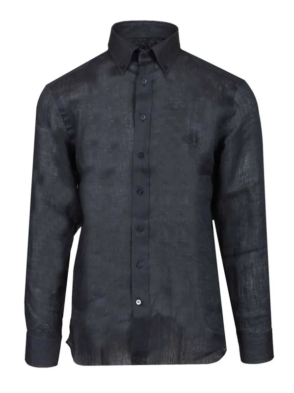 Tailored Linen Shirt Shirts Blue sold by Wanan Luxury