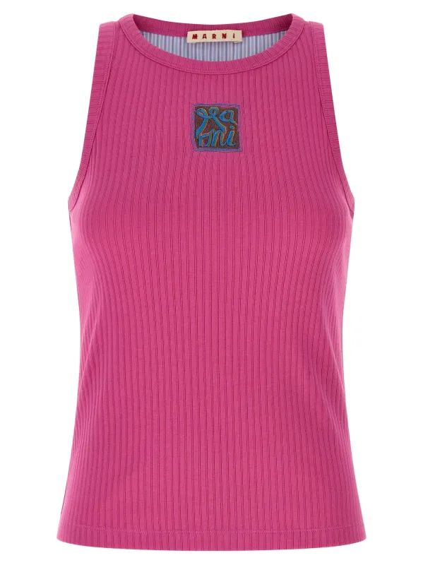 Logo Patch Tank Top Tops Fuchsia sold by Wanan Luxury