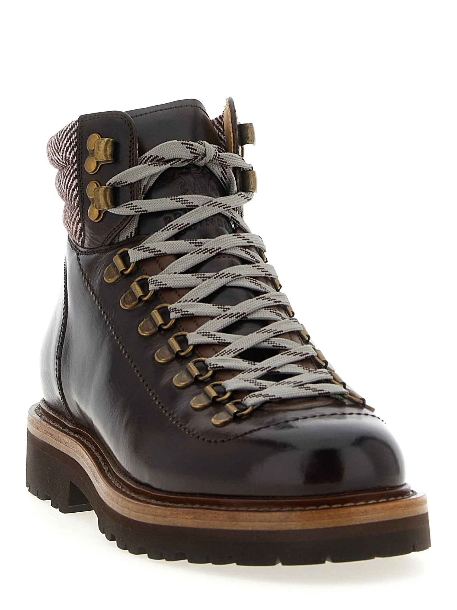 Herringbone Insert Ankle Boots Boots And Ankle Boots Brown sold by Wanan Luxury product image thumbnail 2