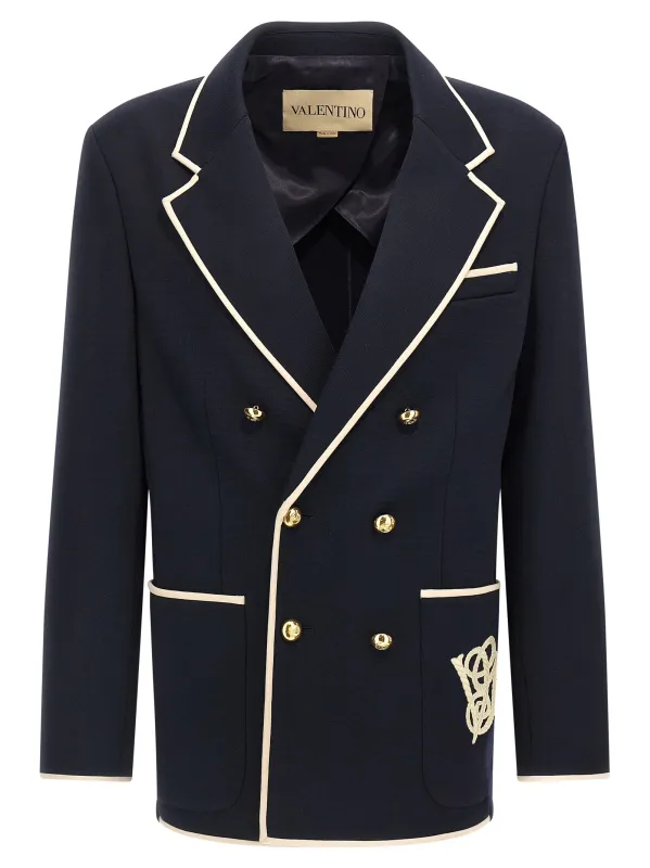 Valentino Garavani Double-Breasted Blazer Blue sold by Wanan Luxury