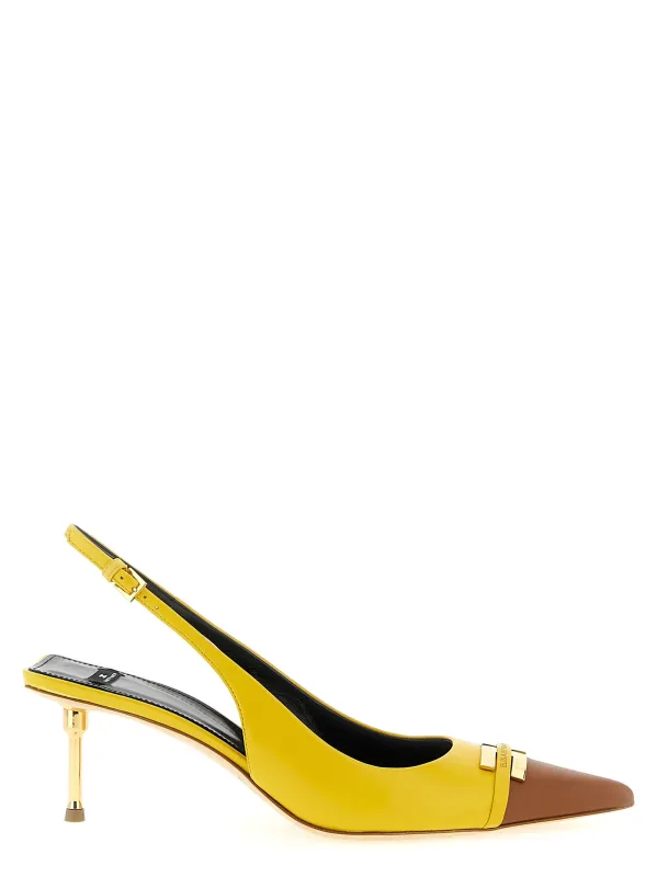 Leather Slingback Pumps Yellow sold by Wanan Luxury