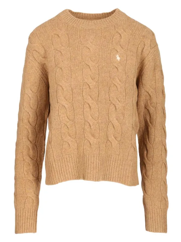 Cable-Knit Sweater In Wool And Cashmere, Sweatshirts Beige sold by Wanan Luxury