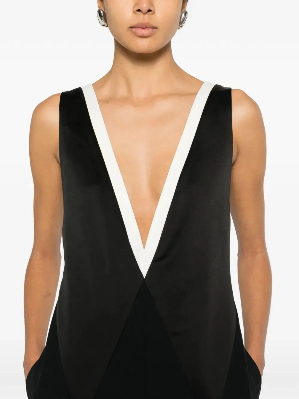 Contrast V-Neck Jumpsuit sold by Wanan Luxury product image thumbnail 2