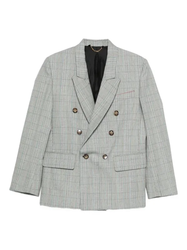 Check Wool Double-Breasted Tailored Jacket sold by Wanan Luxury