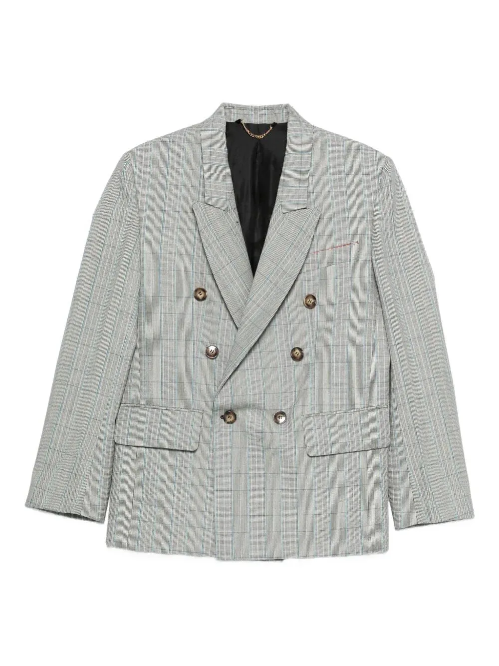 Check Wool Double-Breasted Tailored Jacket sold by Wanan Luxury