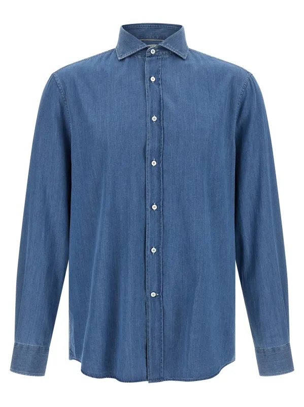 Denim Shirt Shirt And Blouse Blue sold by Wanan Luxury