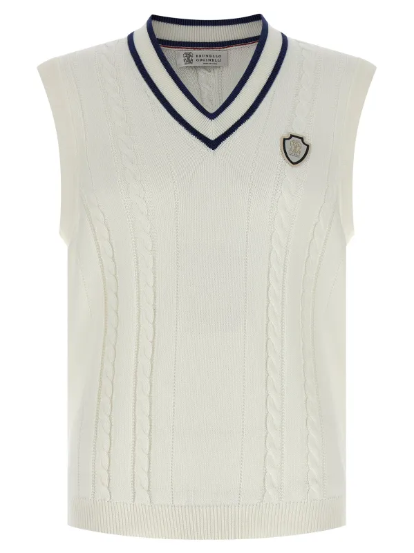 Cotton Braided Vest Gilet White sold by Wanan Luxury