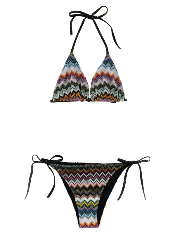Zigzag Pattern Bikini Beachwear Multicolor sold by Wanan Luxury