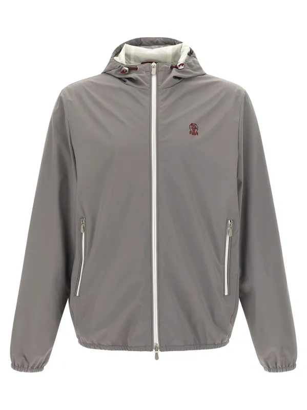 Logo Embroidery Windbreaker Puffer Jackets Gray sold by Wanan Luxury