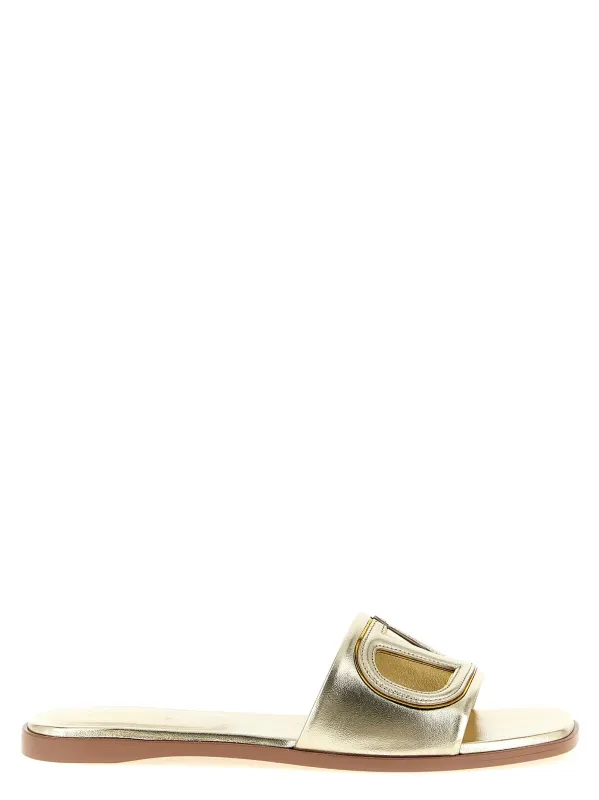 Valentino Garavani Vlogo Signature Slides Sandals Gold sold by Wanan Luxury