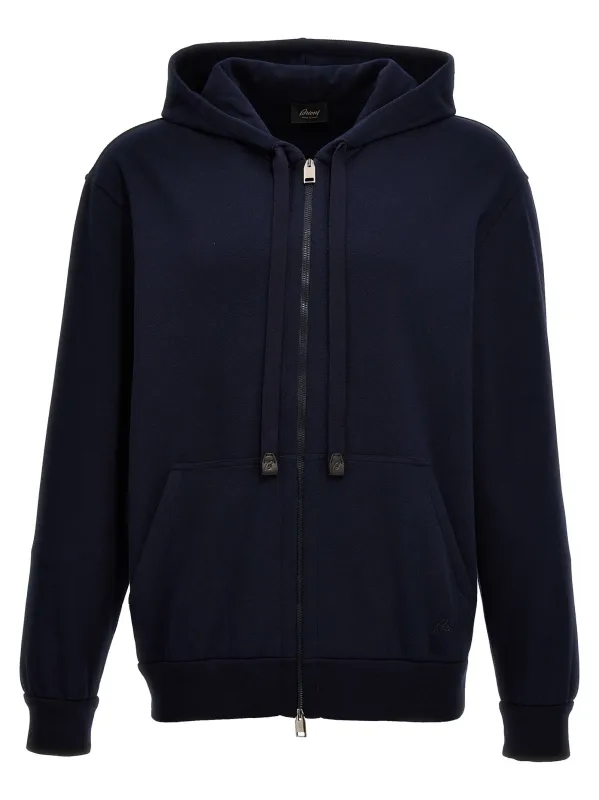 Piquet Cotton Hoodie Sweatshirt Blue sold by Wanan Luxury