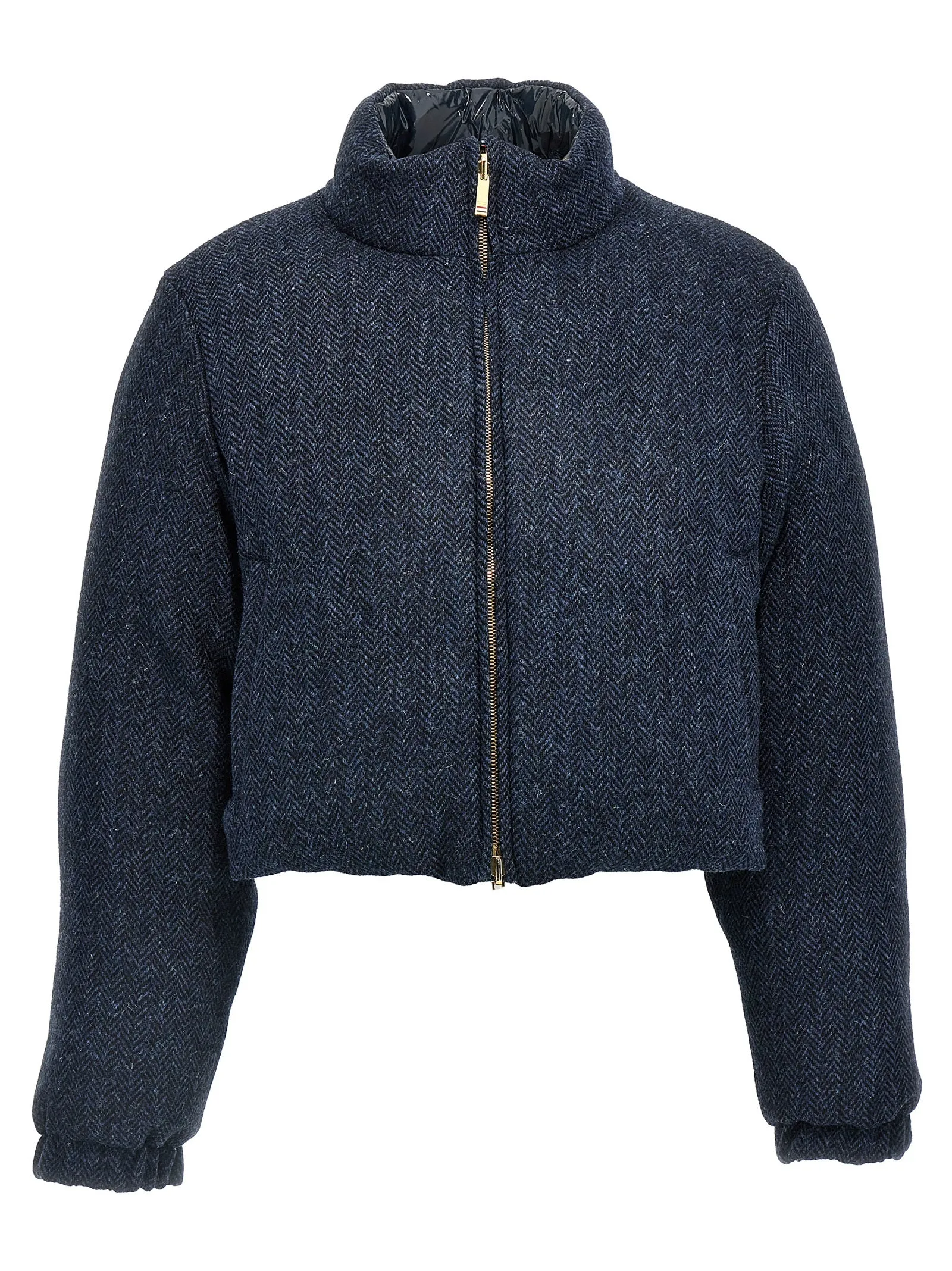 Herringbone Harris Tweed Puffer Jackets Blue sold by Wanan Luxury
