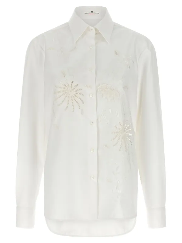 Embroidery Cotton Shirt Shirt And Blouse White sold by Wanan Luxury