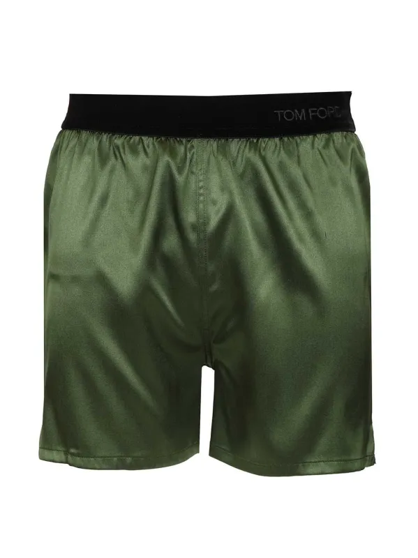 Silk Satin Shorts Trousers Green sold by Wanan Luxury