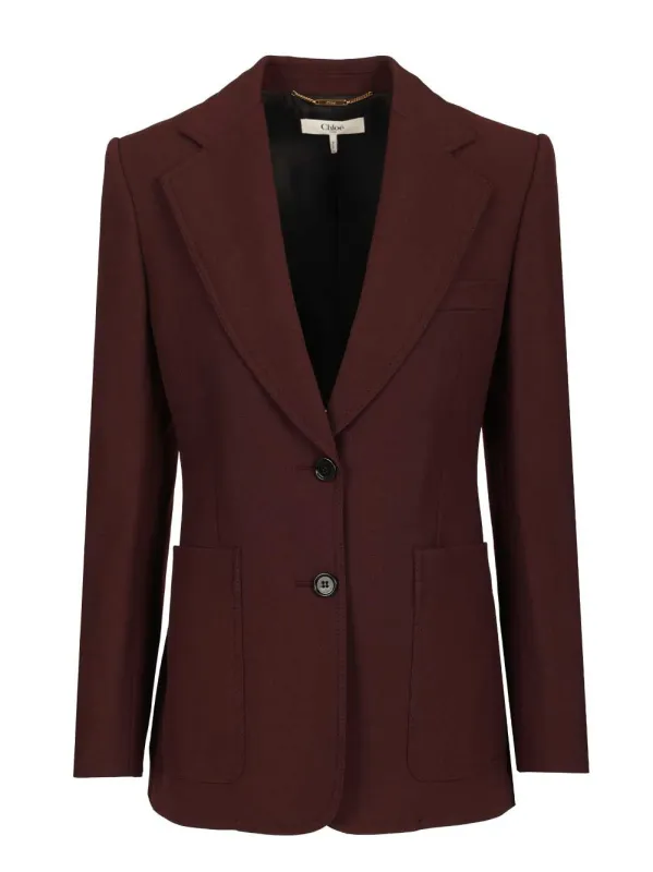 Tailored Single-Breasted Jacket In Wool Gabardine Jackets Bordeaux sold by Wanan Luxury