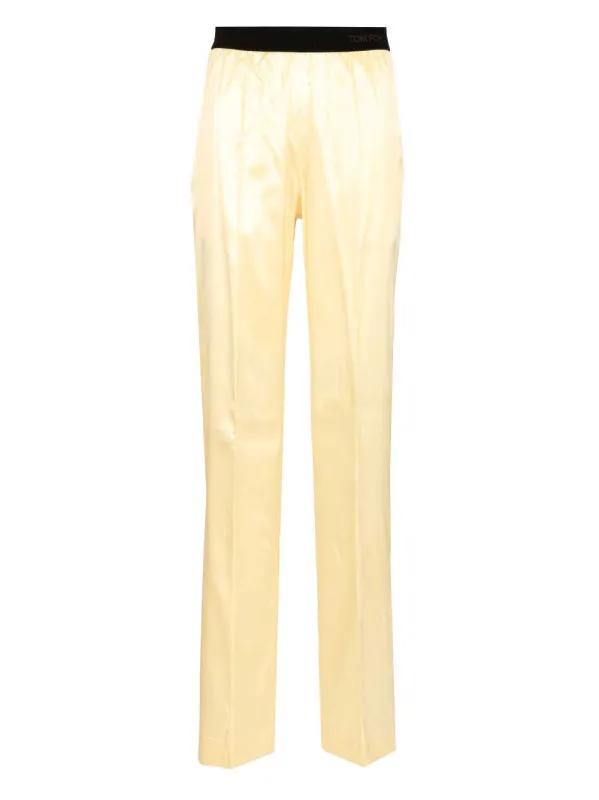 Stretch Silk Pants Trousers Yellow made by Tom Ford