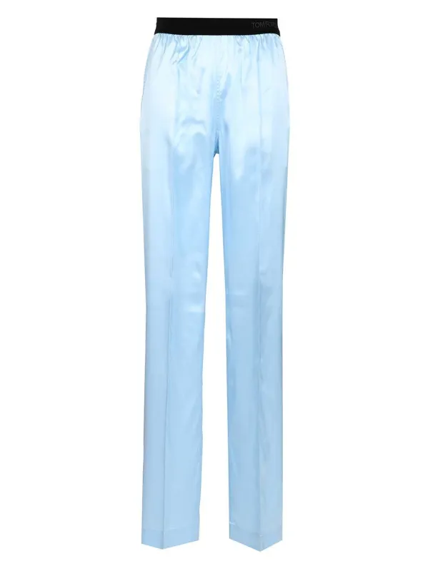 Stretch Silk Pants Trousers Light Blue made by Tom Ford