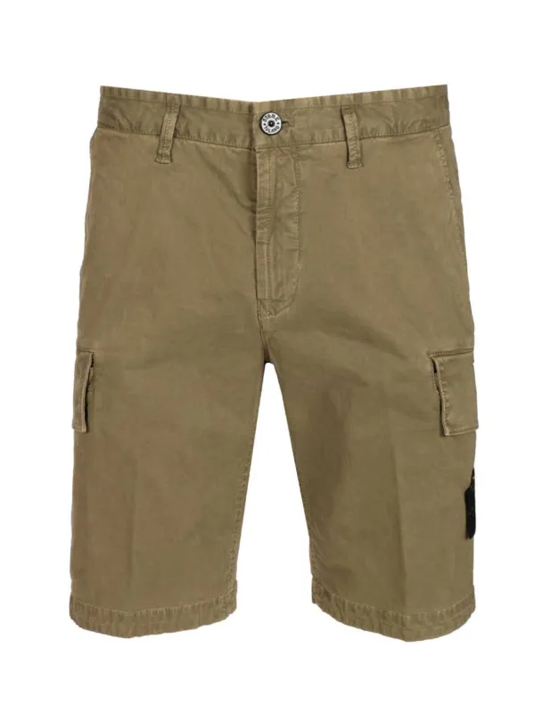 Bermuda Cargo Shorts In Broken Twill Trousers Green sold by Wanan Luxury