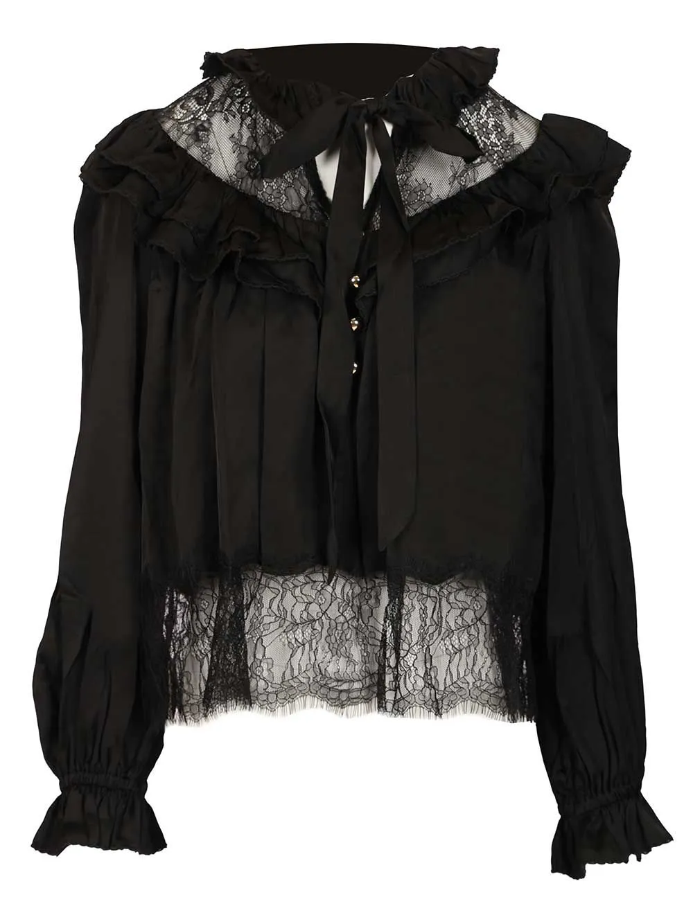 Lace Blouse Shirts Black sold by Wanan Luxury